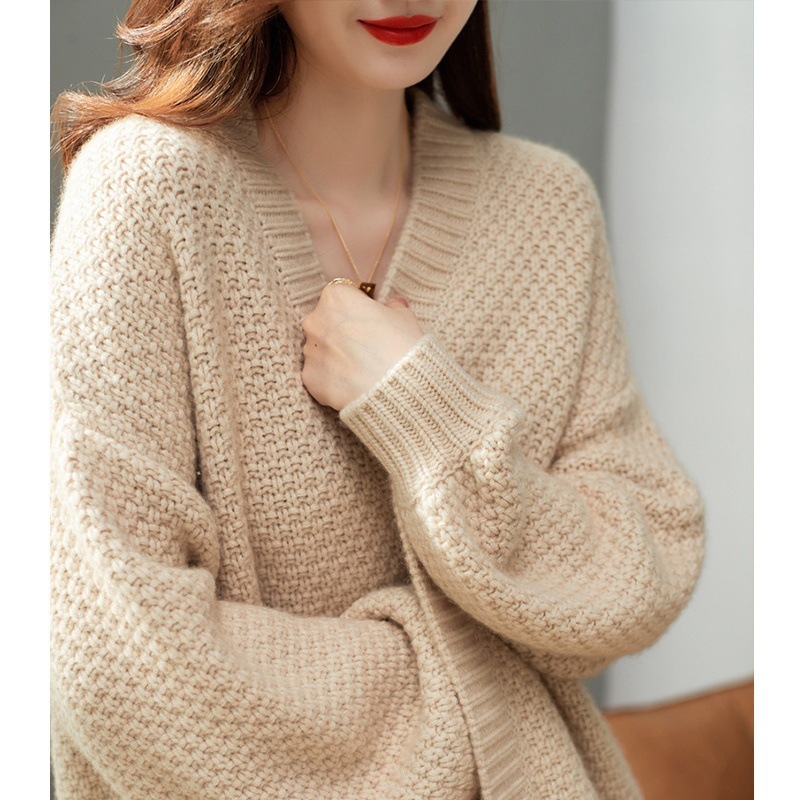 Hongtai French Retro Style Autumn/Winter Cardigan for Women, Chunky Knit, Loose Fit, Mid-Length, Casual and Versatile - Image 3