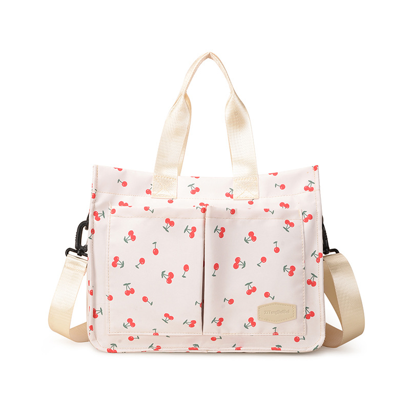 Mommy bag printed spring cherry color fashionable mother and baby bag for traveling light and large capacity crossbody mommy bag - Image 8