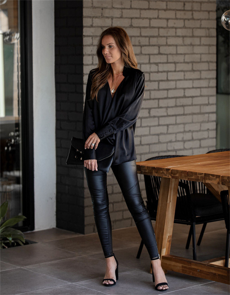 Spot! Cross-border new European and American women's Amazon spring and autumn temperament commuter long-sleeved fashion all-match pullover shirt - Image 7