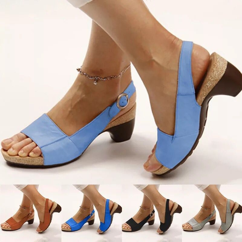 Independent station foreign trade new 2022 spring fish mouth clip toe beach women's thick heel sandals large size 35-43 women's shoes - Image 12