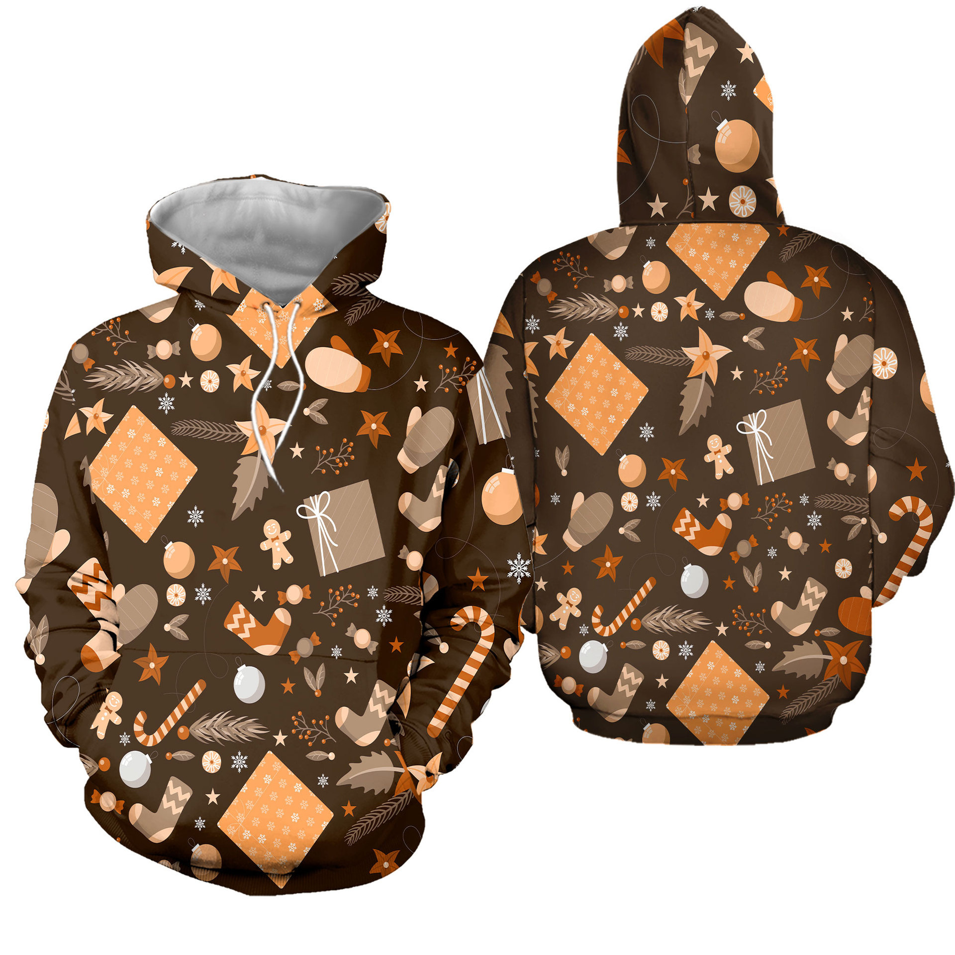 European and American all-match Christmas theme sweatshirt with full print floral Christmas elements and letter hooded sweatshirt with casual style - Image 3
