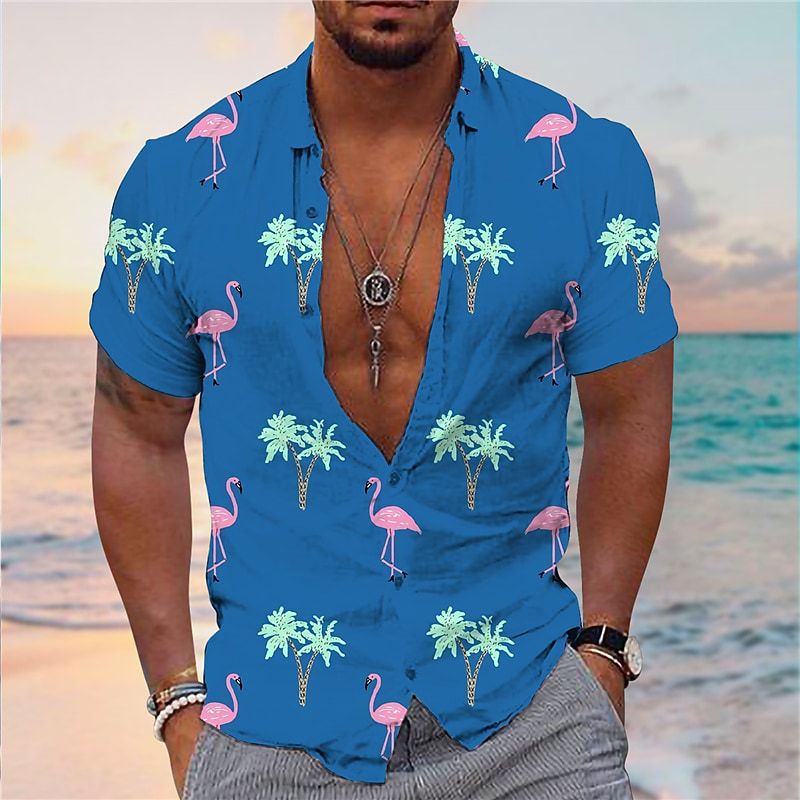 Cross-border foreign trade 2023 men's Hawaiian short-sleeved shirt men's lapel shirt holiday casual T-shirt - Image 11