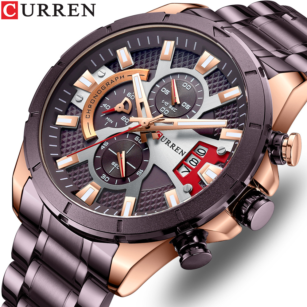 Curren/Careen 8401 Men's Watch Six Hand Watch Quartz Watch Steel Band Watch Calendar Men's Watch - Image 3