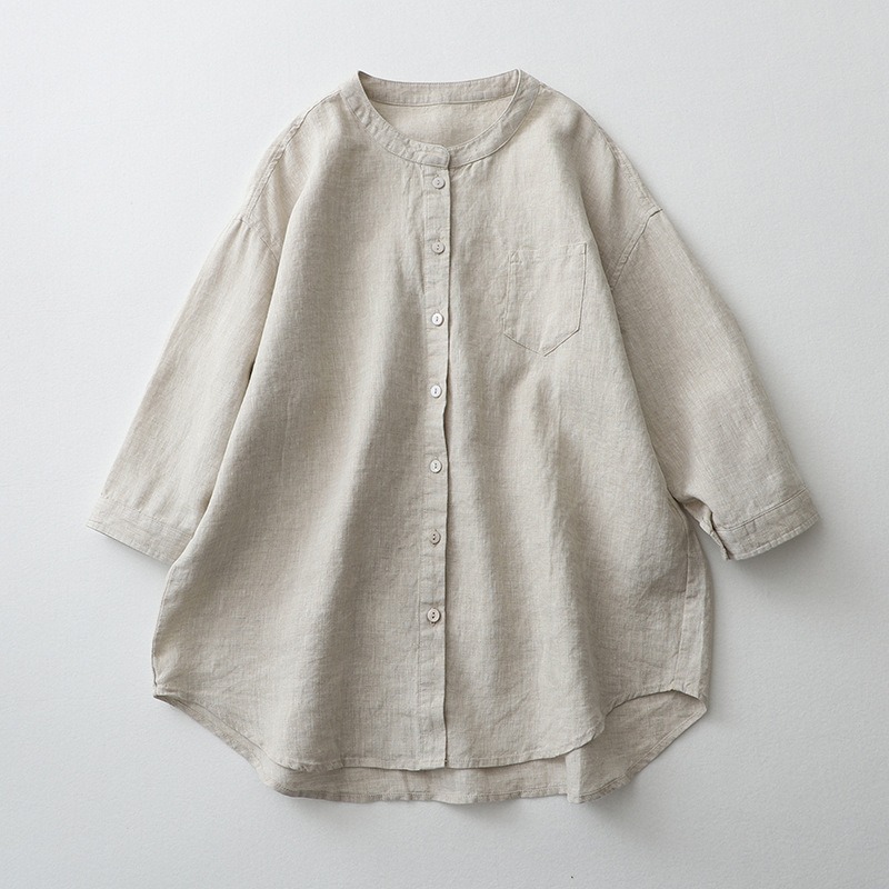 New Japanese style loose-fitting shirt, casual cardigan, three-quarter sleeve, simple and casual style, high-end shirt. - Image 2