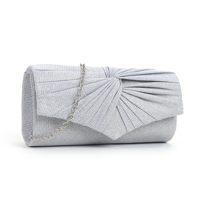 Factory cross-border European and American crossbody evening bag pleated lace women's bag solid color Clutch handbag chain evening makeup bag - Image 2