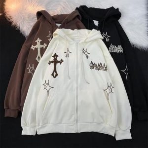 Cross-border spring and autumn design sense cardigan hooded sweater male ins Hong Kong style niche design sense all-match coat jacket