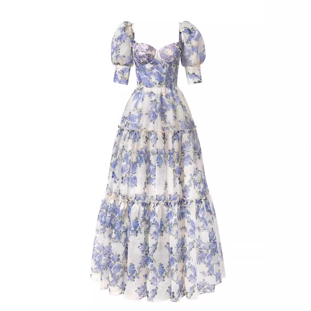 New European and American cross-border style off-shoulder European and American women's fashion organza fairy long elegant evening dress - Image 6