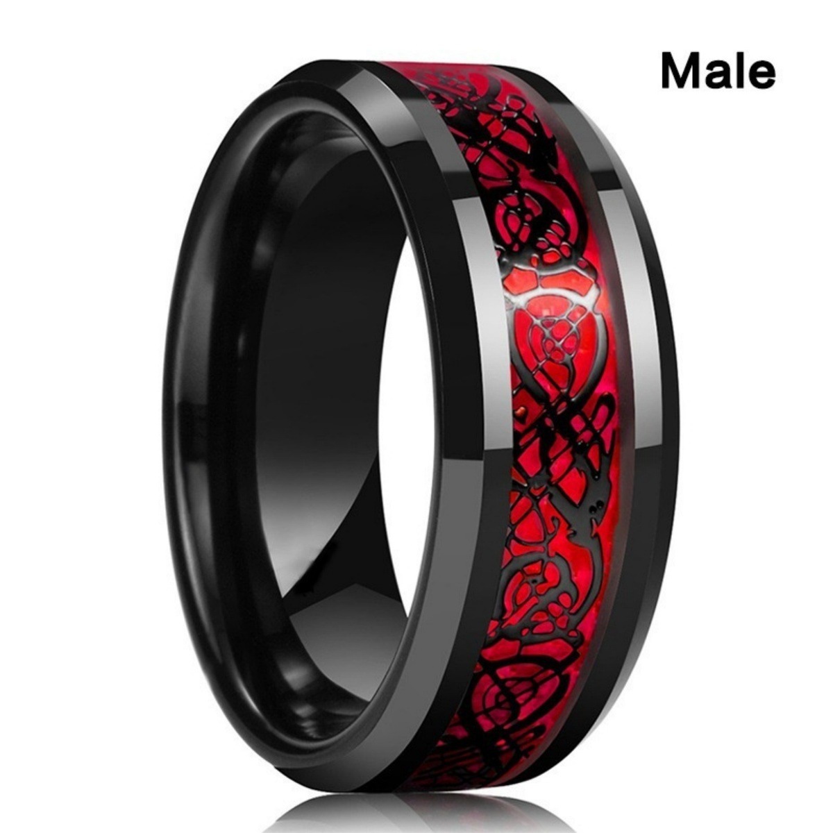 Hot-selling cross-border e-commerce products: fashionable red and blue gemstone women's rings, European and American style stainless steel dragon pattern men's couple rings. - Image 19