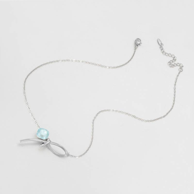 Xuping Imitation Crystal Bow Necklace, Fashionable, Simple, Sweet and Elegant Clavicle Chain for Women, Factory Wholesale - Image 5