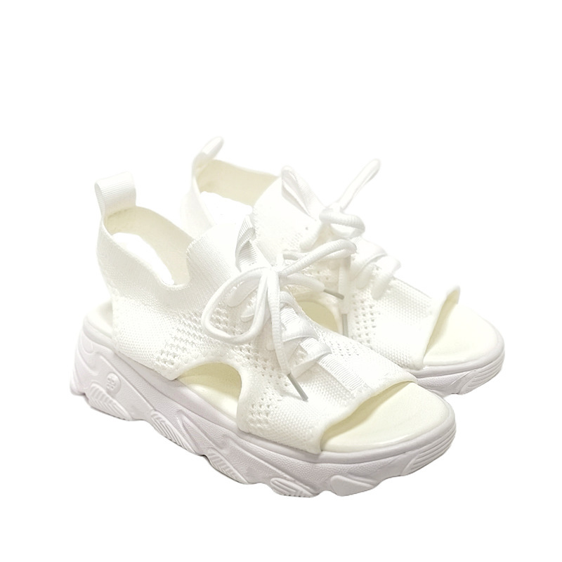 Large size sports sandals women's 2023 summer new thick bottom fly woven soft bottom casual flat hollow European and American beach sandals - Image 2