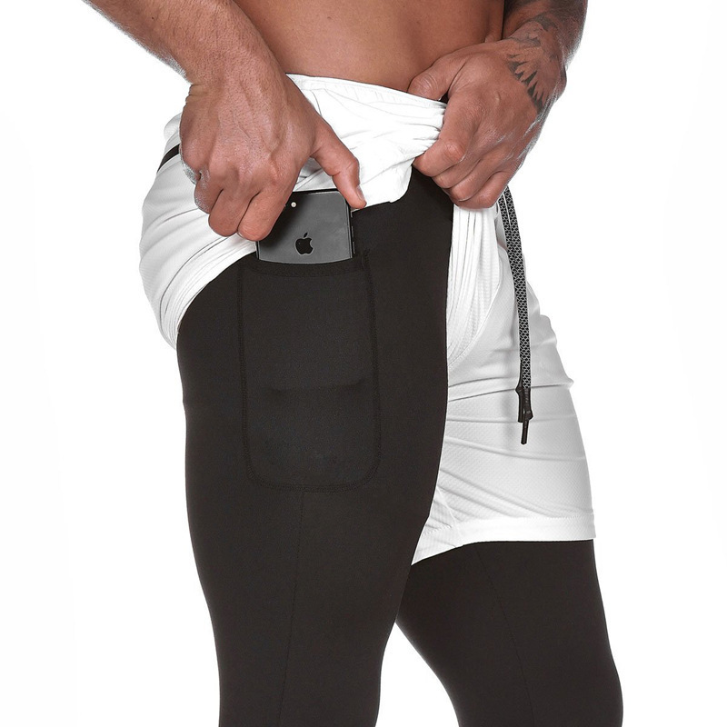 2023 Autumn New Muscle Men's Fashion Versatile Fake Two-Piece Breathable Fitness Training Running Sports Shorts - Image 8
