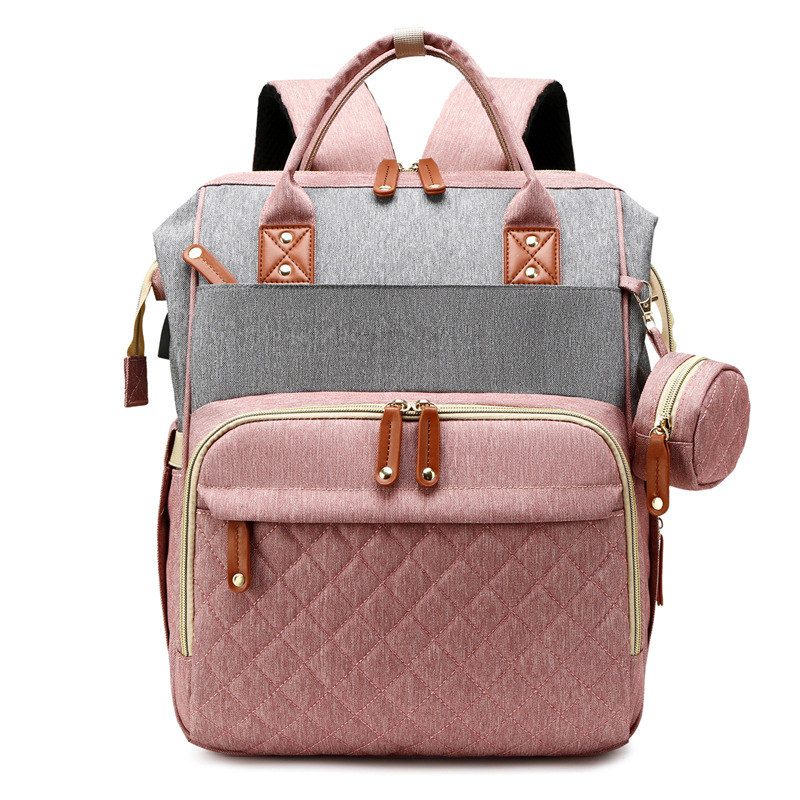 New summer portable crib mother and baby bag that can hang stroller, bottle, diaper bag, large capacity backpack mommy bag - Image 4