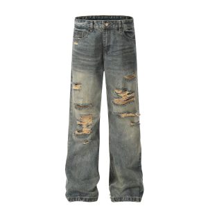 Mankun FX009 - European and American style high street oversized ripped retro distressed unisex jeans