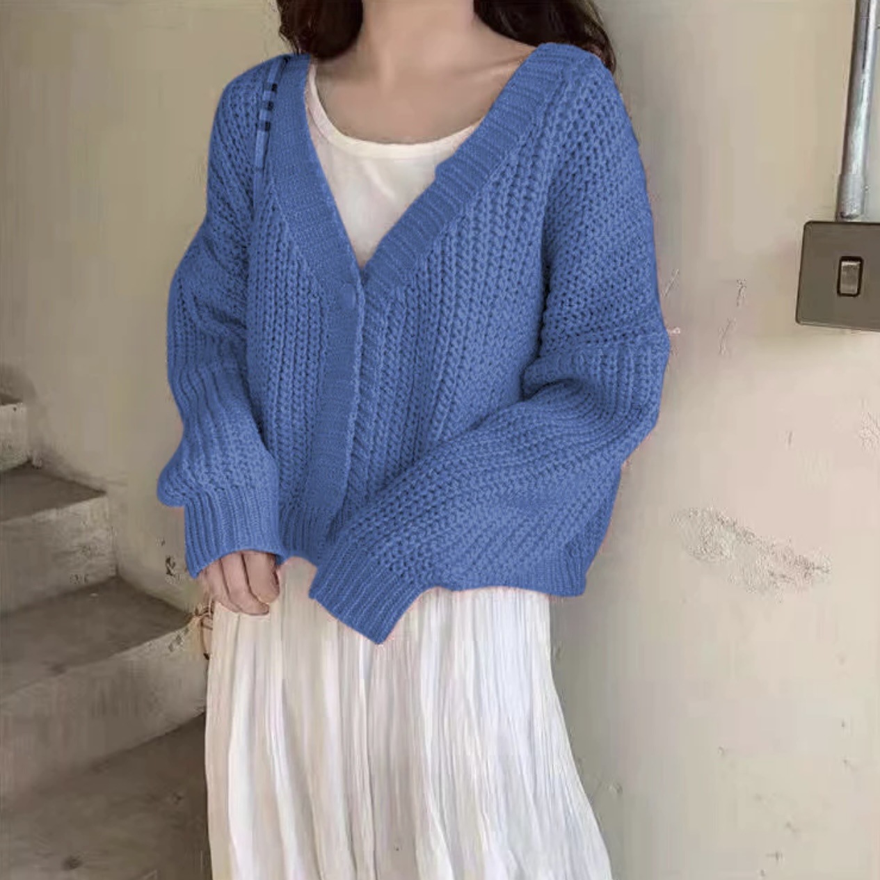 2026 New Sweet and Cute School Style Girls' Top, Loose Fit, Short Sleeve, Single Button Knit Cardigan - Image 26