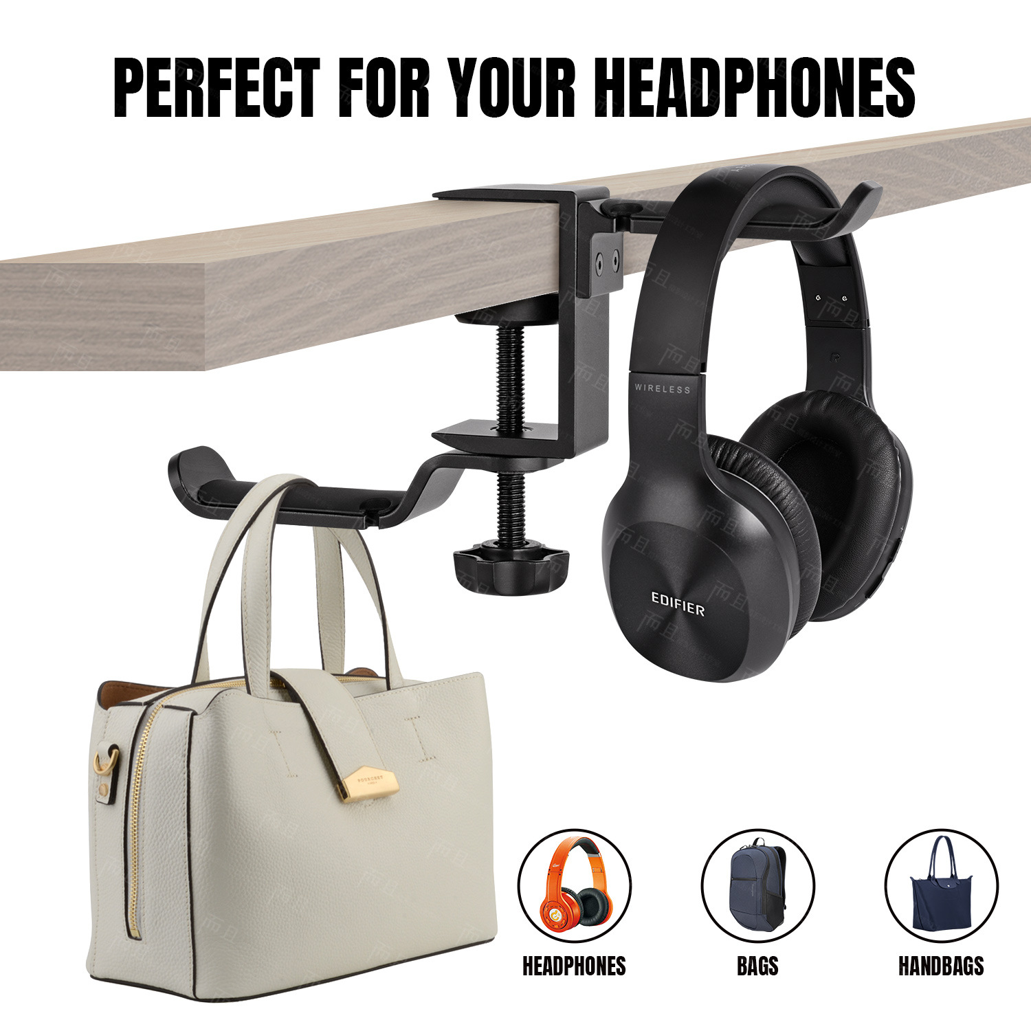 Universal Headphone Stand, Over-ear Metal Headphone Holder, Aluminum Alloy Desktop Hanging Clip, Double-layer Headphone Hanger, Headphone Stand - Image 2