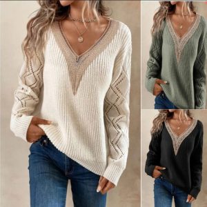 Women's V-Neck Knit Pullover Sweater