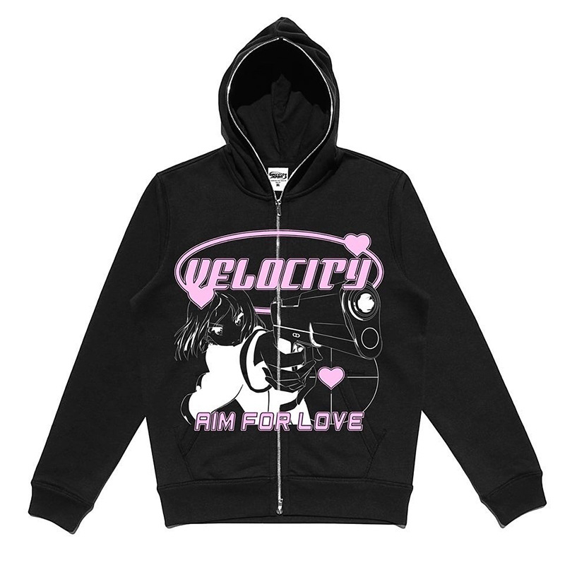 2023 European and American dark girl sweatshirt men and women hoodies Gothic couple Harajuku large size long zipper sweater - Image 4