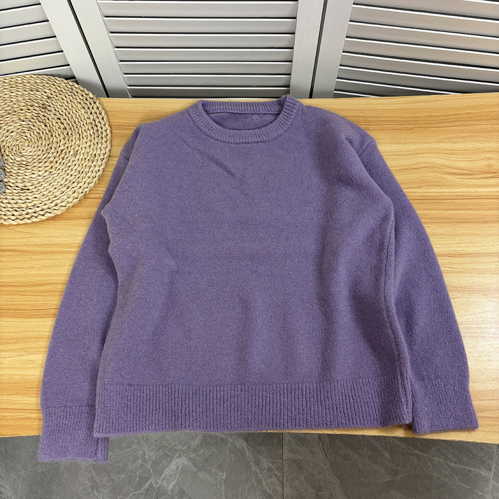 American style gray pullover sweater for women, autumn/winter 2025, loose fit, round neck, versatile base layer knit top. - Image 24
