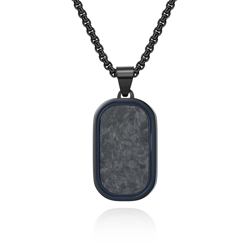 Cross-border original minimalist style European men's random pattern carbon fiber military tag pendant necklace with hip-hop fashion and high-end feel - Image 6