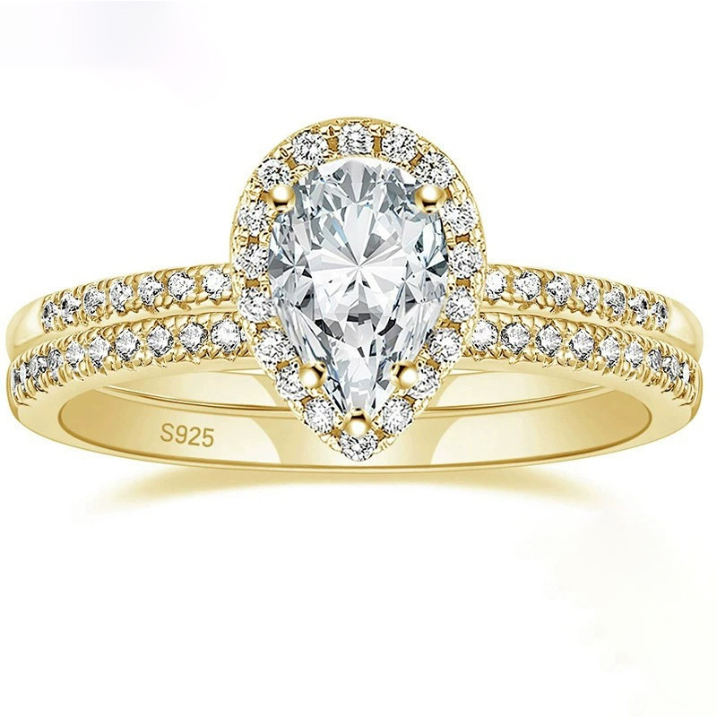 Factory direct wholesale of European and American S925 stainless steel rings with 6x9 teardrop-shaped zircon stones, pear-shaped sets, and simulated diamond rings. - Image 9