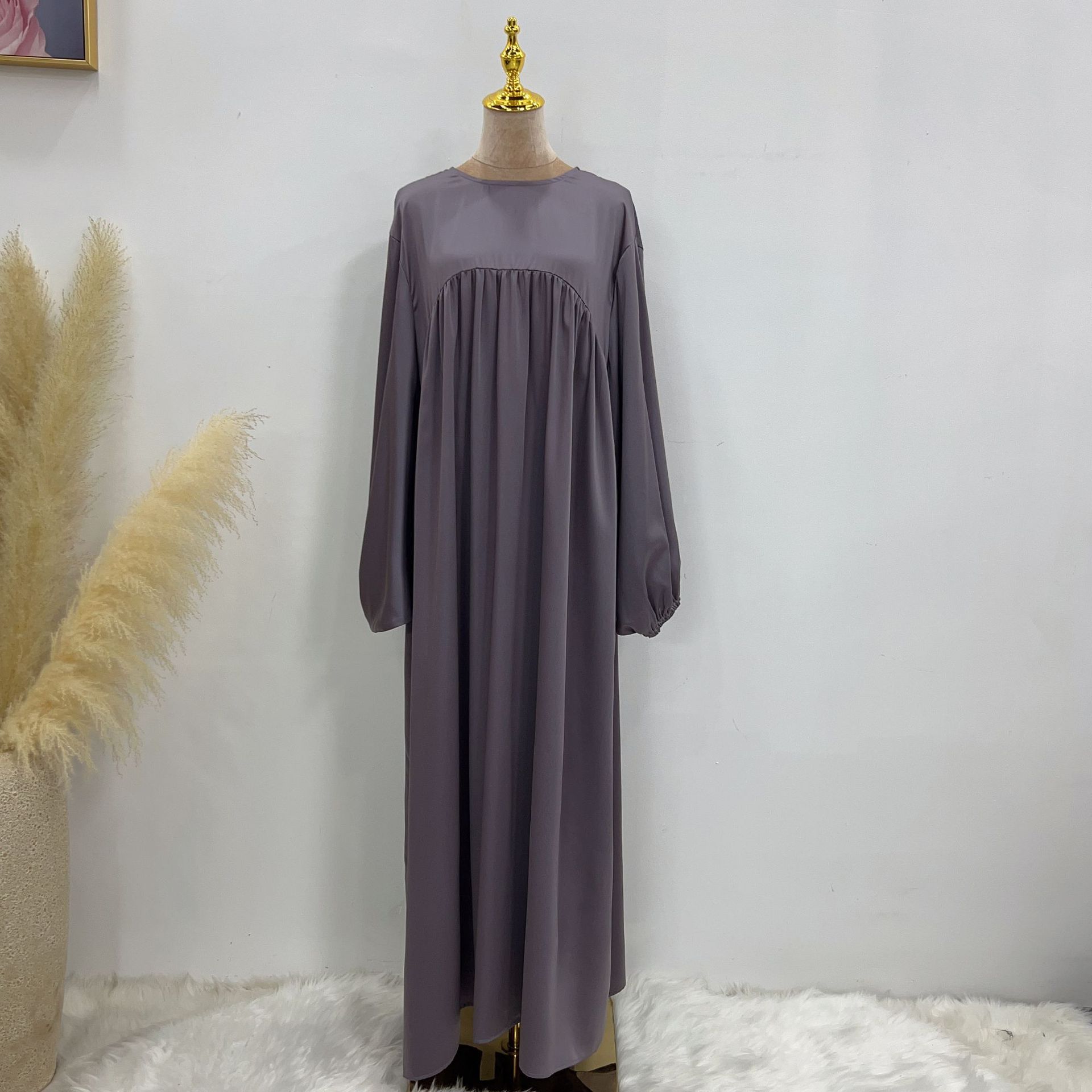 2023 Loriya AliExpress Amazon Swing Solid Color Loose Comfortable Robe Dress LR592 - Image 3