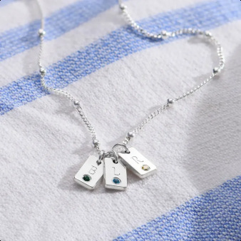 Amazon's new premium stainless steel etched 26-letter alphabet pendant DIY birthstone rectangular necklace - Image 6