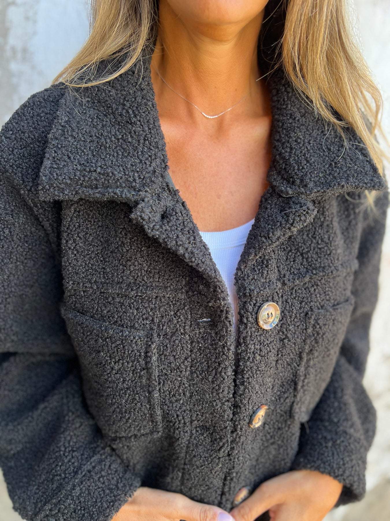2024 European and American cross-border autumn and winter new lambskin patch pocket single row casual cardigan jacket for women ~ Independent station fast sale - Image 6
