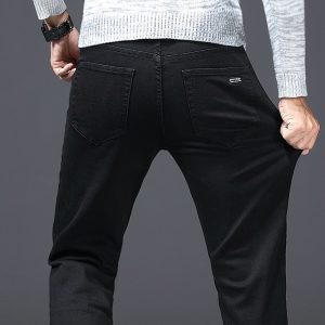wthinlee spring and autumn large size black jeans men's straight slim fit business casual Korean style trendy long pants