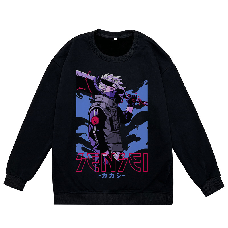 2023 autumn and winter new NARUTO Naruto peripheral printed round neck sweatshirt casual loose men's pullover