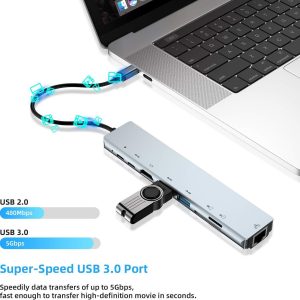 Eight-in-one type-c docking station Usb hub to HDMI+RJ45+PD+USB3.0 docking station hub
