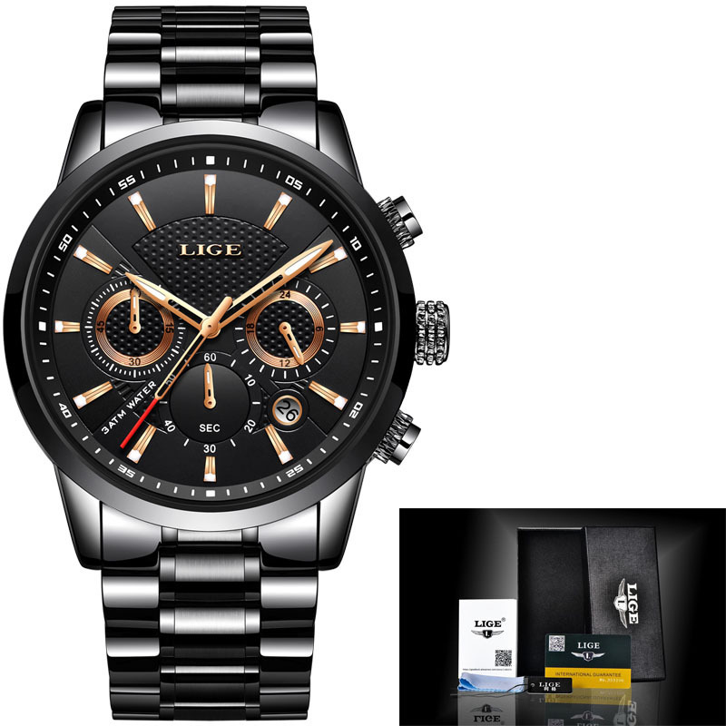 New LIGE 9866 men's sports quartz watch waterproof steel belt binocular multifunctional watch business watch - Image 12
