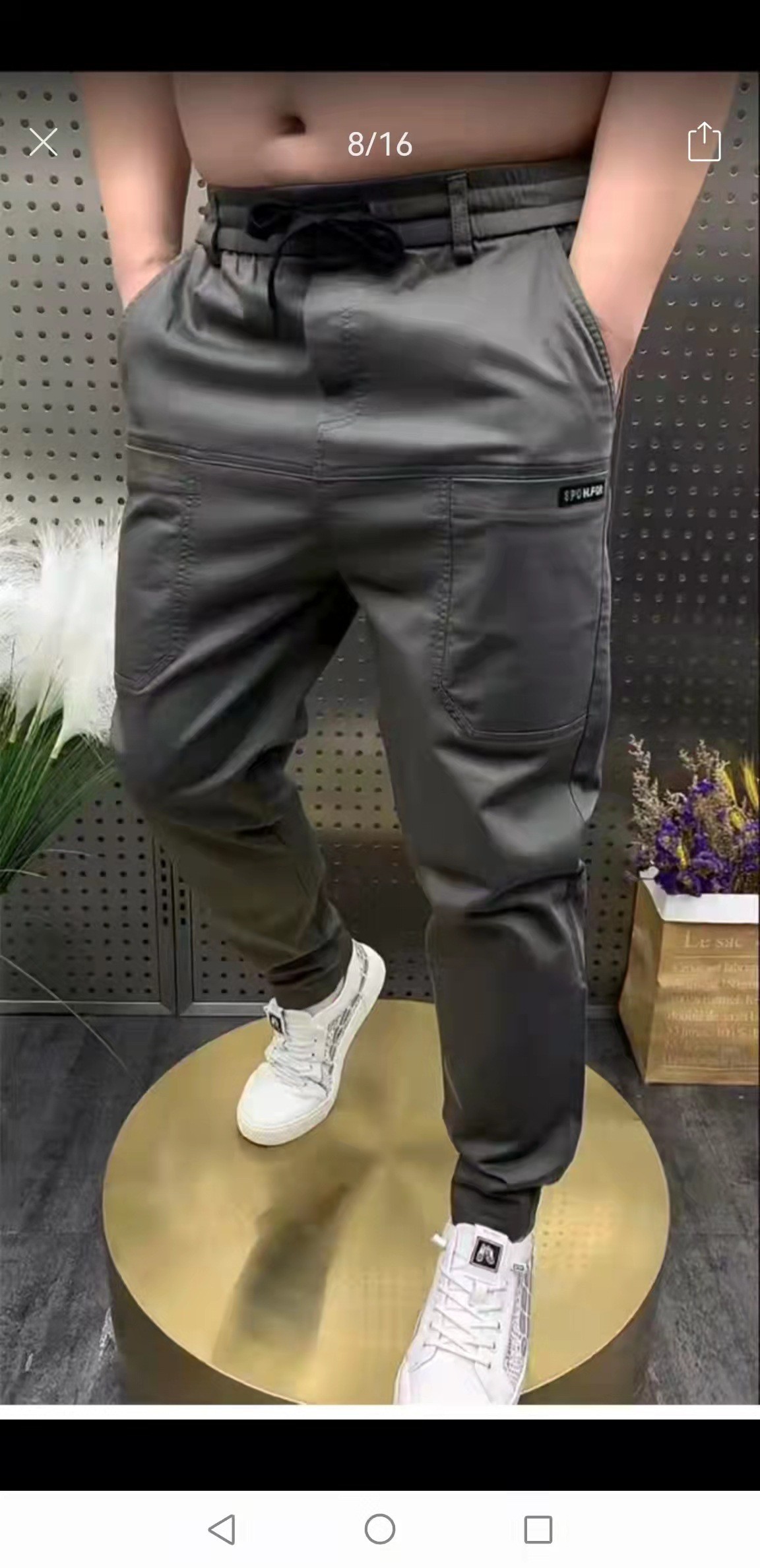 2022 Summer Ice Silk Spliced Six Pockets Embroidered High Elastic Men's Casual Pants Douyin Kuaishou Internet Celebrity Casual Pint Pants - Image 2