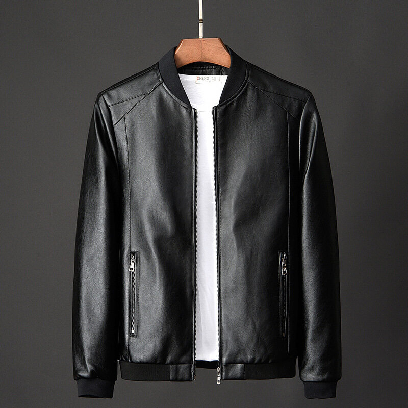 Men's jacket men's spring and autumn leather jacket men's clothing 2023 new popular Korean version slim thin section trendy clothes - Image 3