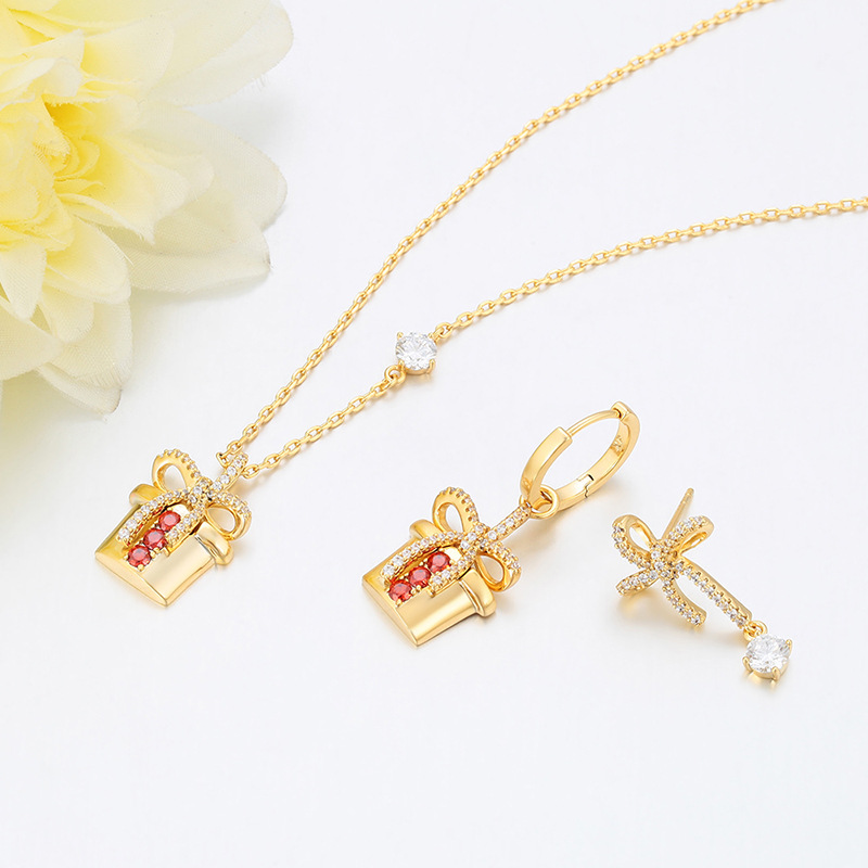 Xuping Fashionable Design Bow Earrings Necklace Jewelry Set - Luxury European and American Cross-border Jewelry - Image 3