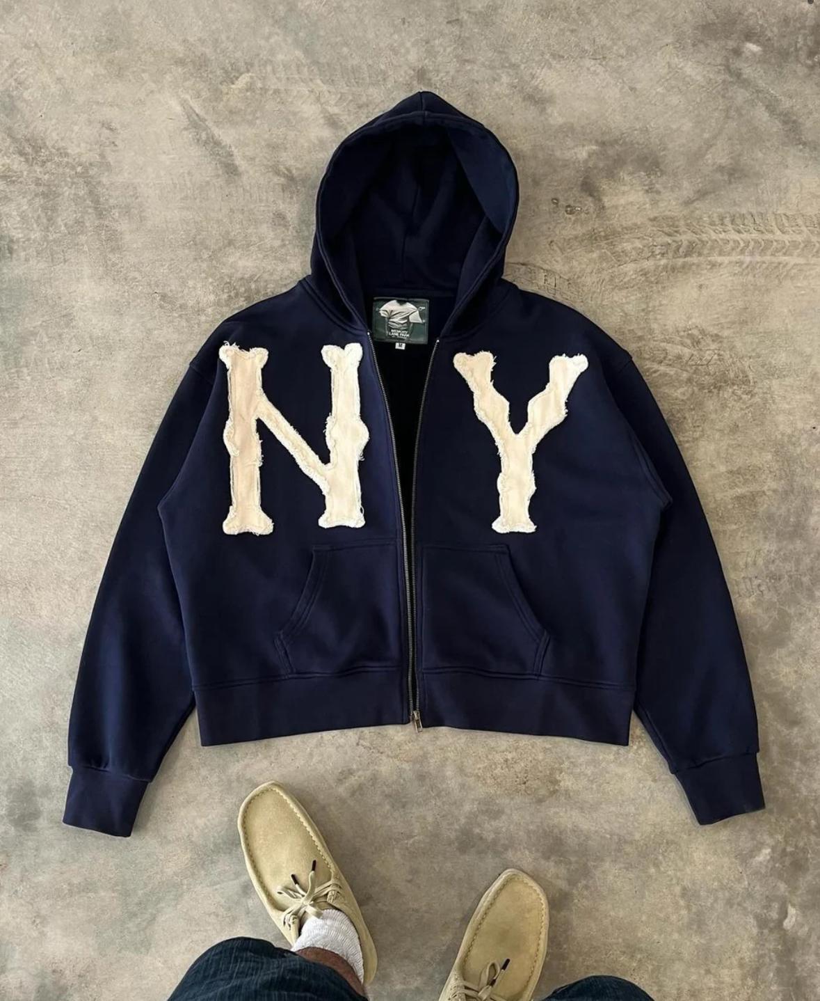 2024 European and American cross-border spring and summer new wholesale embroidered hooded cardigan full chain loose men and women trendy sweater jacket - Image 8