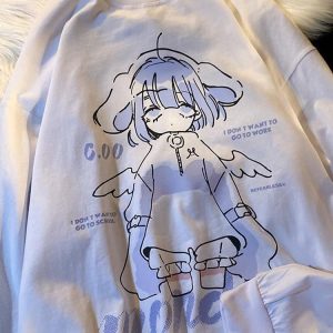 Harajuku Anime Girl Design Sweatshirts Couples Kawaii Hoodie