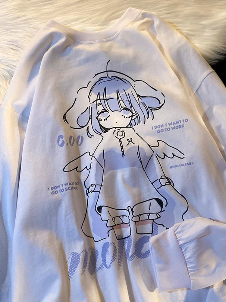 Harajuku Anime Girl Design Sweatshirts Couples Kawaii Hoodie
