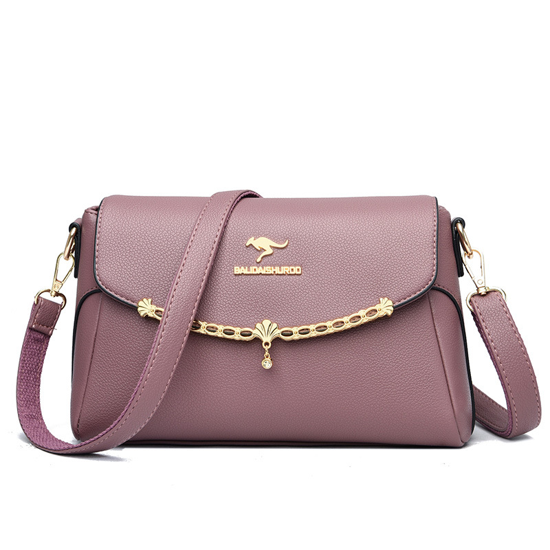 Women's bag new fashion all-match soft leather middle-aged mother shoulder bag large capacity small square bag women's shoulder bag trendy - Image 6