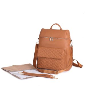 New ready-made PU mommy bag, fashionable mother and baby bag, large capacity portable mommy bag, matching diaper pad, backpack