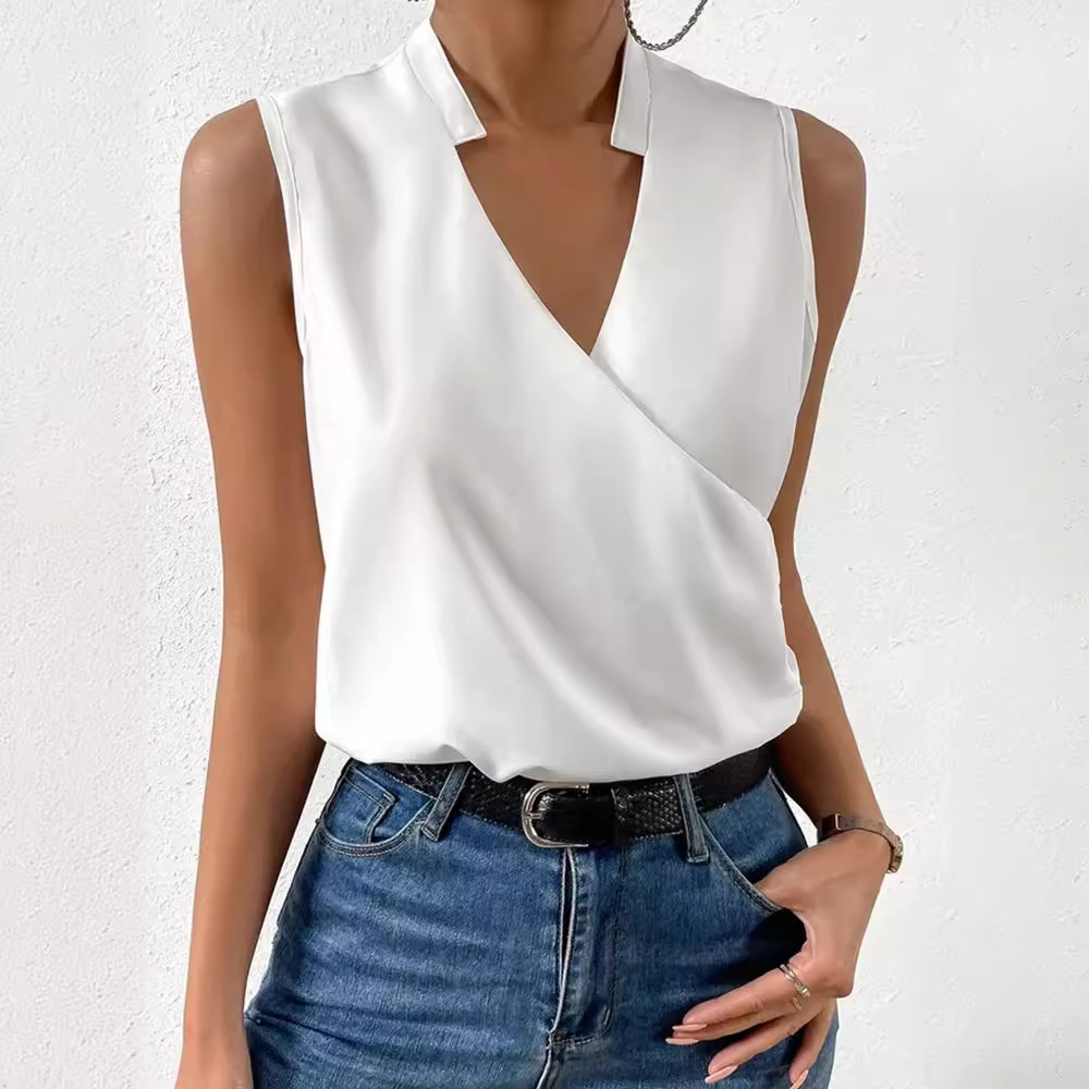 2025 Summer New Women's Printed V-Neck Top/Shirt with European and American French Design for Foreign Trade and Cross-Border Trade - Image 4