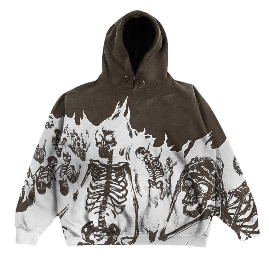 2022 Cross Border Men's Streetwear Vintage Skull Hoodie Zipper Hoodie Sweatshirt Gothic Tops - Image 11