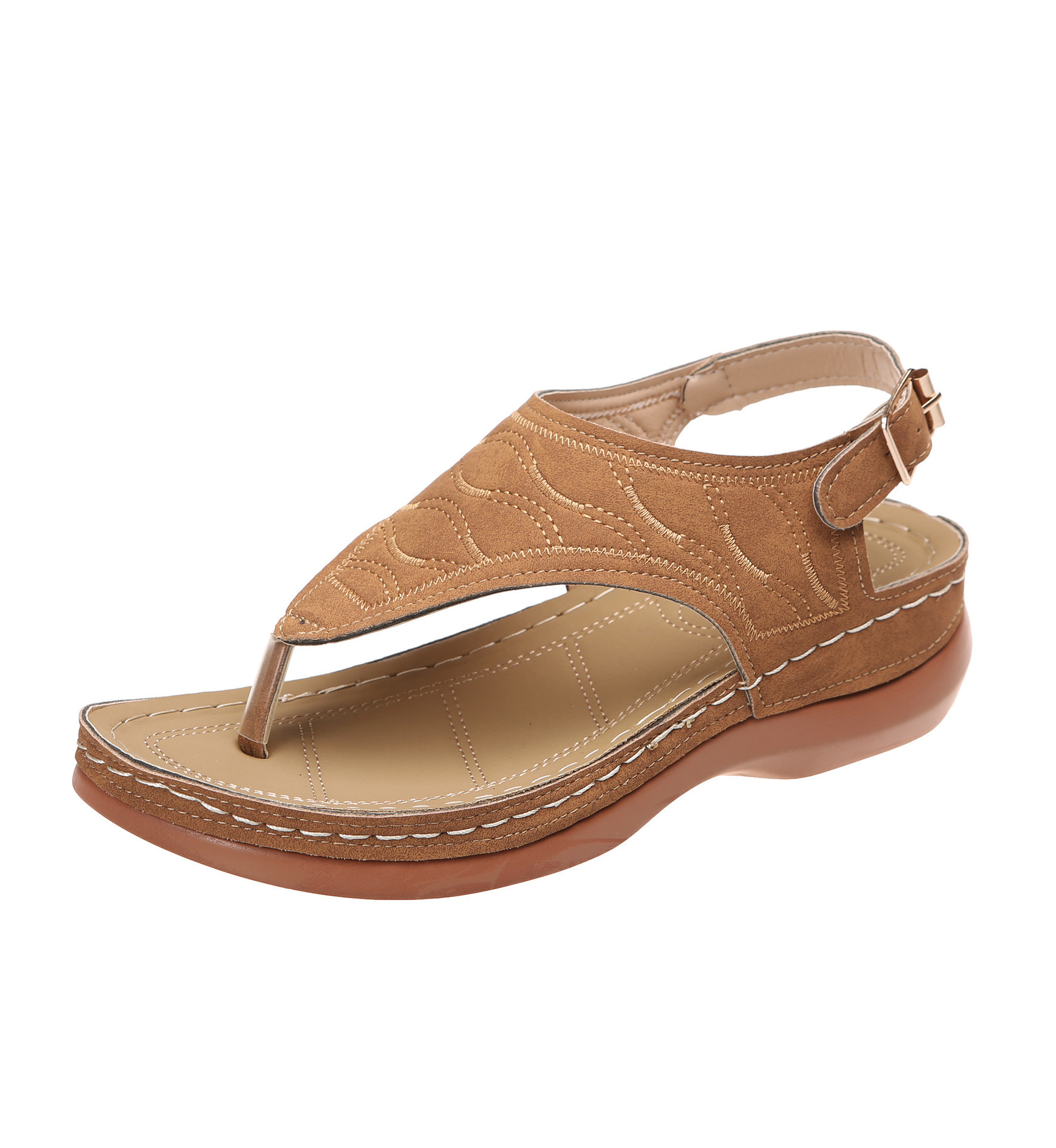 wish cross-border spot women's shoes 2021 new Roman style buckle strap women's sandals foreign trade 43 large size sandals