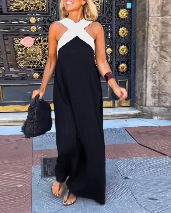 2025 summer new cross-border women's clothing Amazon AliExpress foreign trade long skirt cross sexy back dress - Image 9