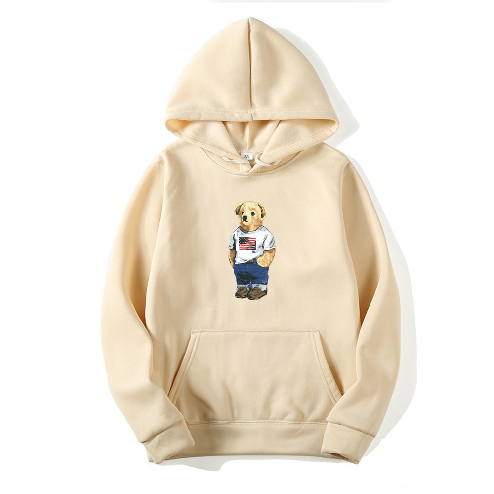 Bear print spring and autumn 2021 thickening new leisure sports hooded long-sleeved sweater AliExpress - Image 3