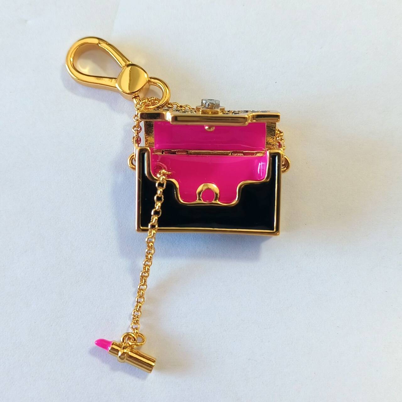 High-end enamel-glazed cross-border, diamond-encrusted black handbag with lipstick pendant necklace, exquisite charm. - Image 4