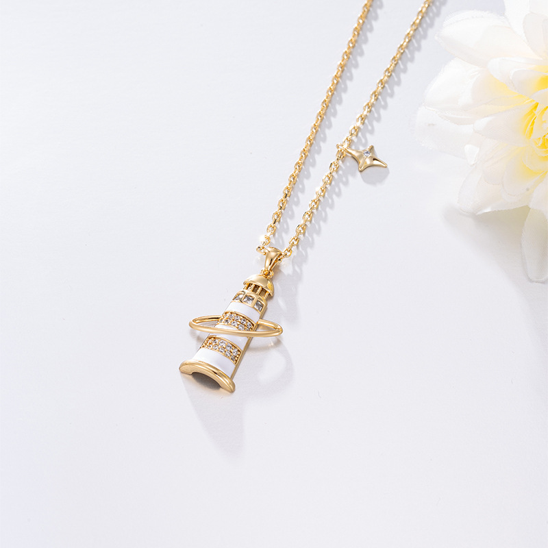 Xuping Fashion Niche Design Star Lighthouse Earrings and Necklace Jewelry Set - Festive and Elegant Earrings and Necklace - Image 6