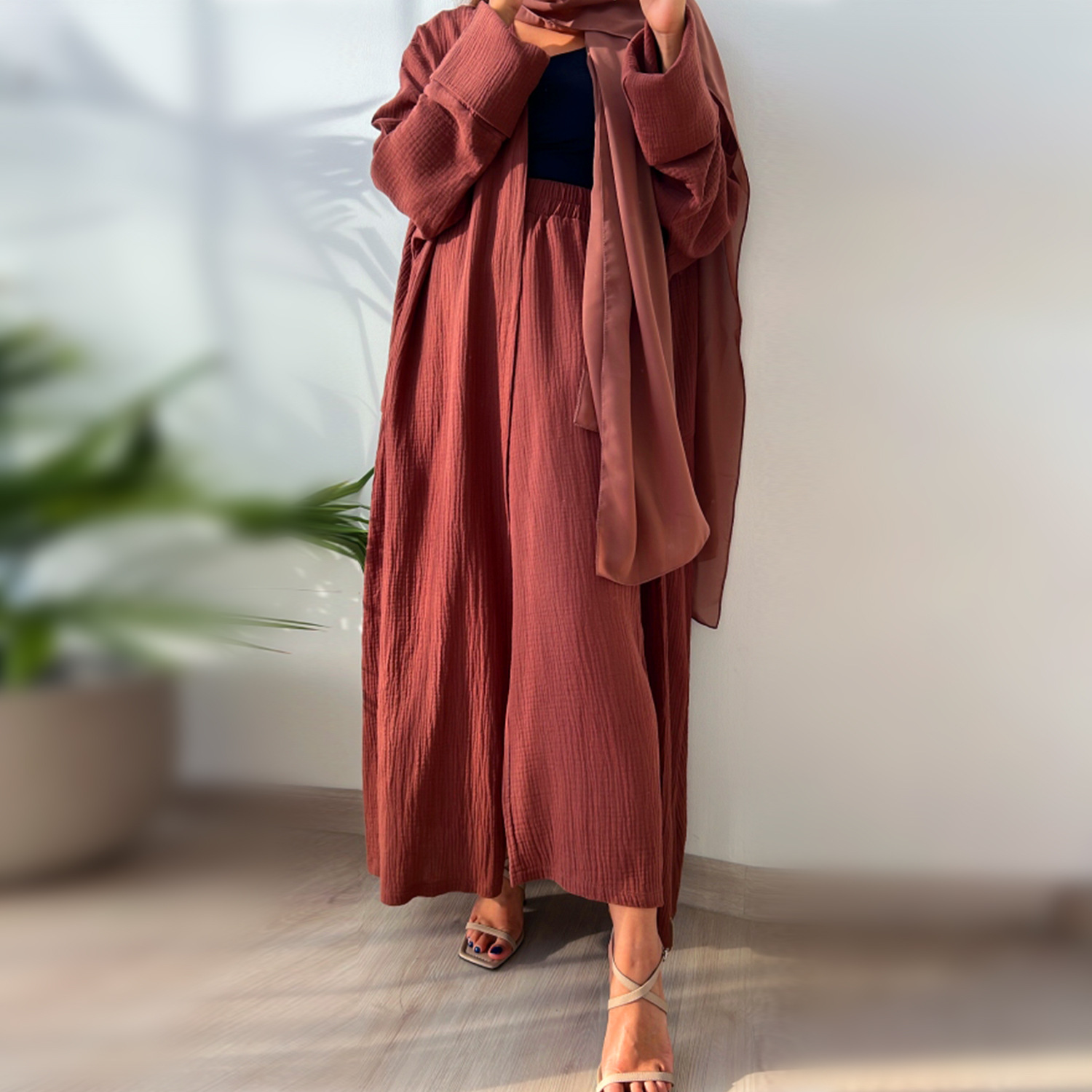 2023 Loriya AliExpress Amazon Dubai Turkey Solid Color Cotton Casual Large Size Cardigan LR600 - Image 10