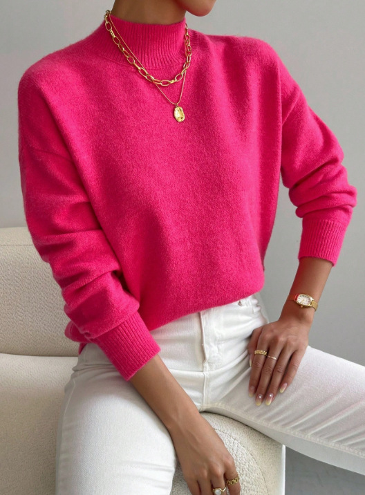 Cross-border autumn and winter turtleneck pullover long-sleeved sweater Amazon foreign trade women's fashion solid color loose knitted top - Image 16