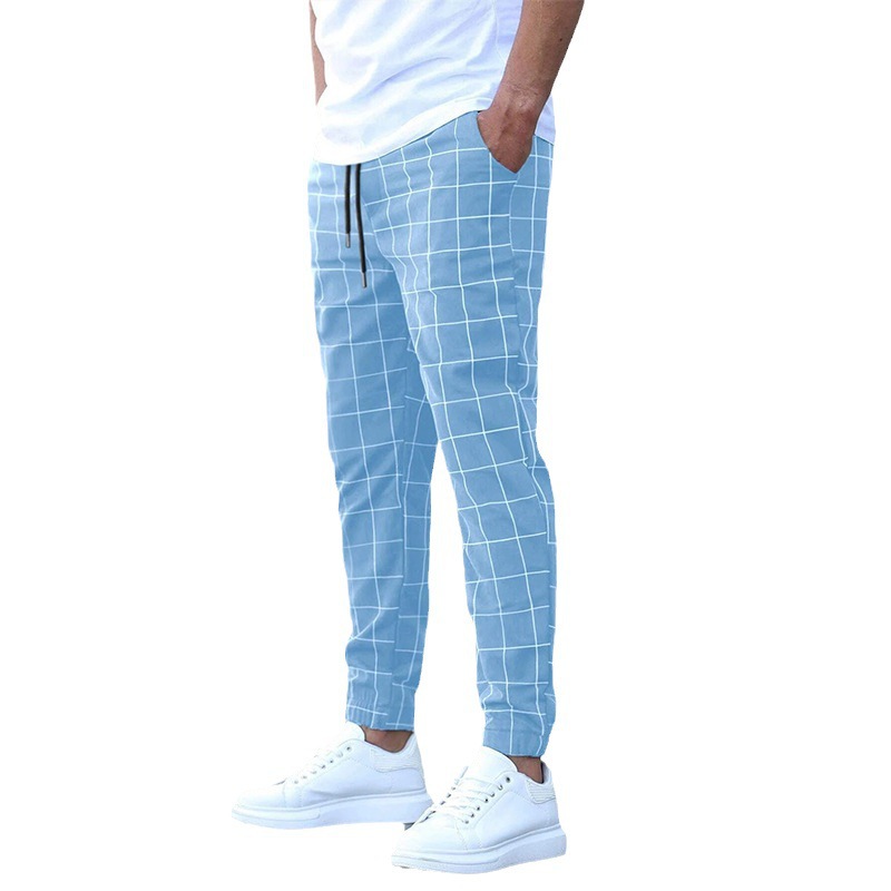 2024 New European and American Amazon Street Fashion Pants Plaid Casual Trousers Fashion Men's Casual Pants Drawstring Pants Wholesale - Image 5