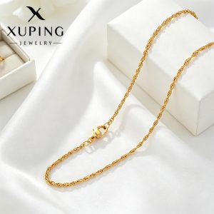 Xuping European and American cross-border stainless steel 24k color necklace, simple and everyday lobster clasp plain chain necklace, wholesale women's jewelry.